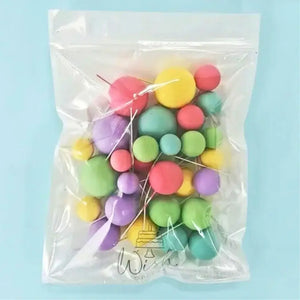 Decorative pastel rainbow foam ball cake topper set