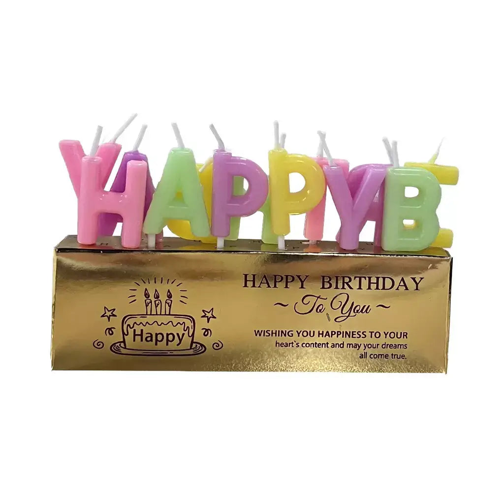 Pastel Rainbow 'Happy Birthday' Candles