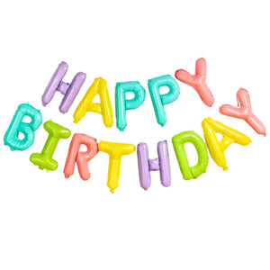 Pastel Rainbow Happy Birthday Foil Balloon Banner