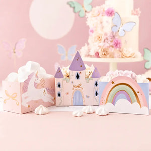 Unicorn snack boxes pastel rainbow design