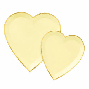 Pastel yellow heart plates for birthdays and celebrations