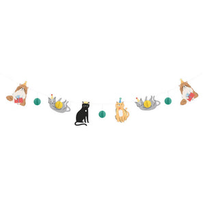 Pawty Animal Cat & Honeycomb Ball Garland 2.13m pet birthday party decorations