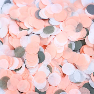 Peach, Grey & White Round Paper Confetti 20g