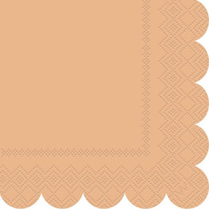 peach Scalloped Edge Beverage Napkins 16pk
