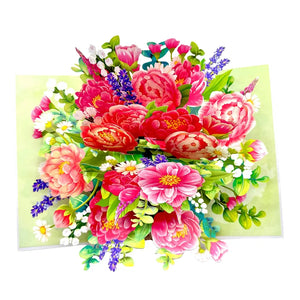 Spring flower 3D greeting card pink blooms