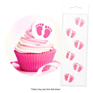 pink baby feet edible wafer cupcake toppers 24 pack