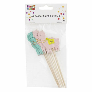 Blue & Pink Llama Cupcake Picks 8 Pack