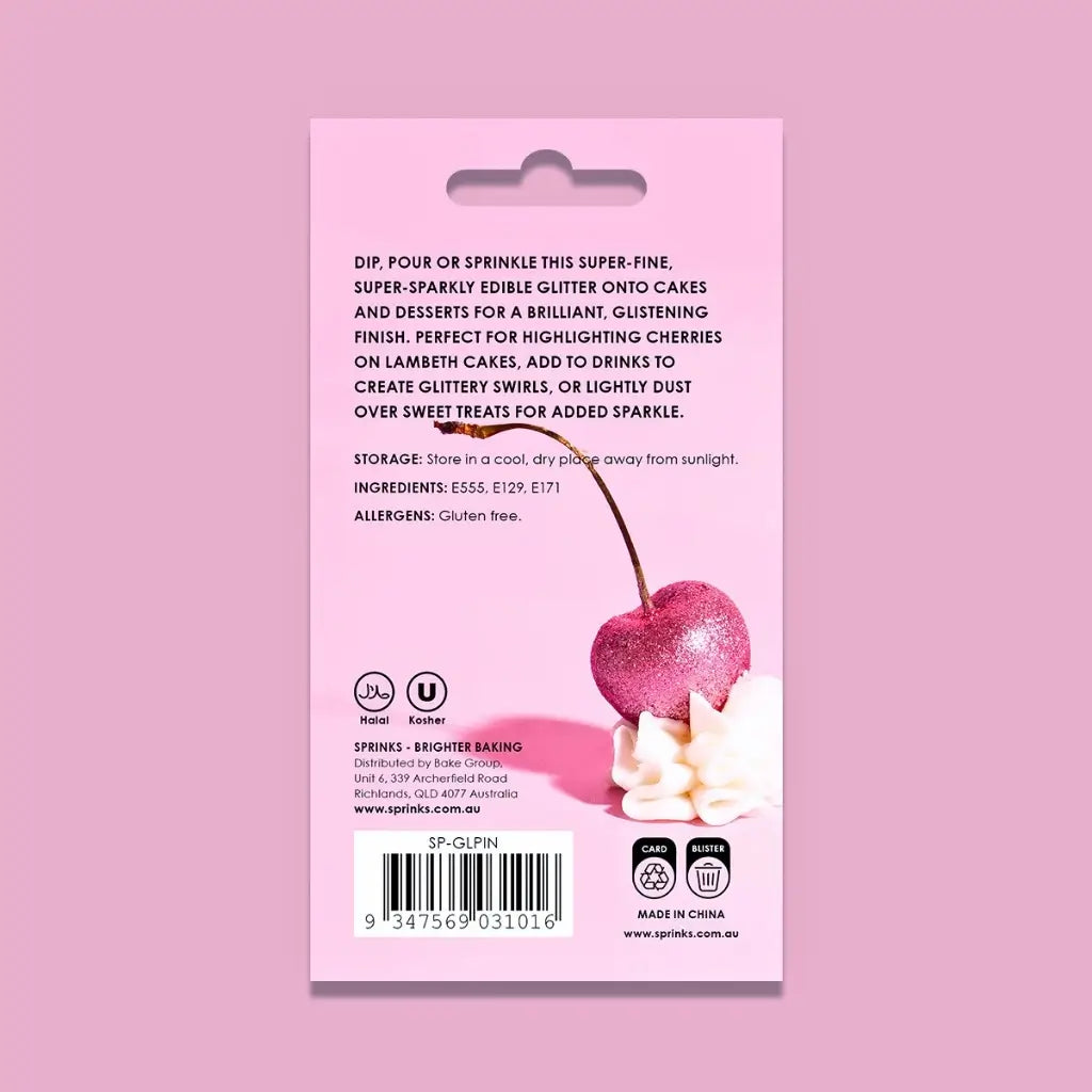 Pink Edible Glitter for Desserts and Drinks