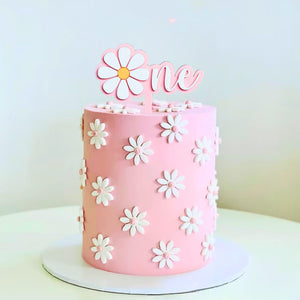 Pink daisy ONE cake topper first birthday