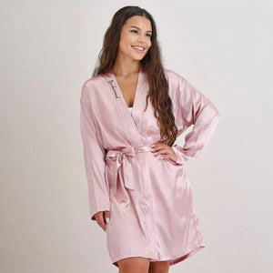 Pink Embroidered Bridesmaid Hen Party Dressing Gown
