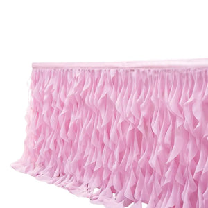 Pink Curly Tulle Fabric Table Skirt