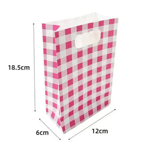 Pack of 6 Pink Gingham Paper Gift Bags.