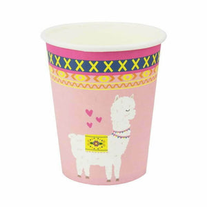 Pink Llama Paper Party Cups 266ml 8 Pack