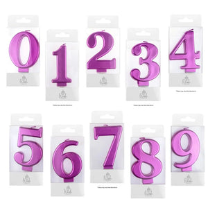 Pink metallic number birthday candle topper