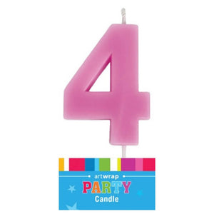 Pink number 4 birthday cake candle