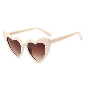 Beige Heart Shaped Cat Eye Plastic Sunglasses