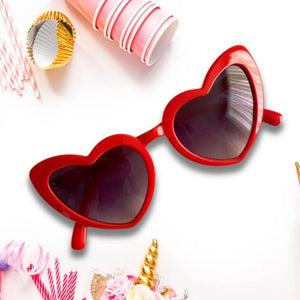 Red Heart Shaped Cat Eye Plastic Sunglasses