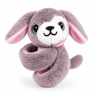 Soft puppy plush slap bracelet designed as a wearable children’s toy