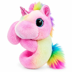 Colourful rainbow unicorn plush animal slap bracelet for children