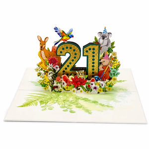Australian themed 21st birthday card with flowers