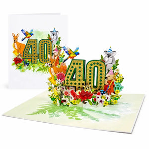 Australian animal 40th birthday 3D pop up card