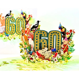 Native floral Australian wildlife 60th birthday card