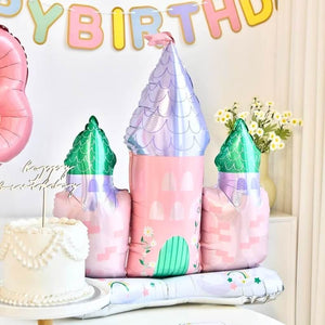 Self-standing princess castle foil balloon for fairy tale party décor