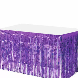Purple Foil Fringe Table Skirt