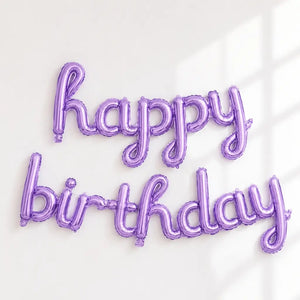 Purple 'happy birthday' Script Foil Letter Balloon Banner