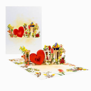 Rainbow Lorikeet LOVE Birds with Australian Native Flowers 3D Pop Up Greeting Card