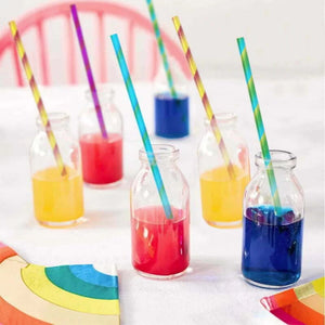 Pack of 20 Rainbow Striped Paper Straws.