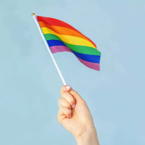 Rainbow Striped handheld mardi gras Handwaver Flag