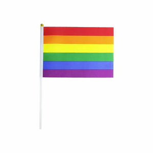 Rainbow Striped handheld mardi gras Handwaver Flag