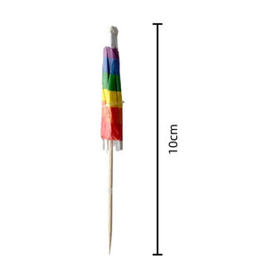 Rainbow Umbrella Picks 50pk cocktail beverage fruit picks toppers