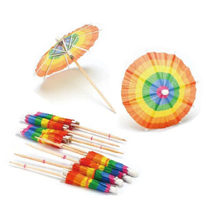 Rainbow Umbrella Picks 50pk cocktail beverage fruit picks toppers