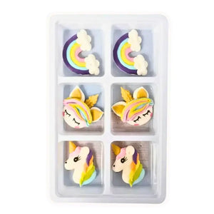 6-piece 3D unicorn icing toppers for birthday and baby shower treats