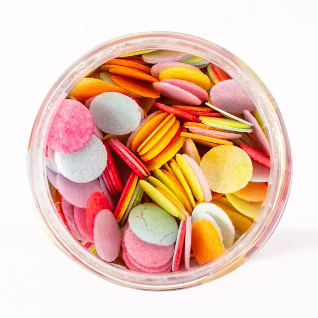 rainbow themed edible paper confetti sprinkles