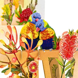 Australian floral LOVE 3D pop-up card for romantic occasions