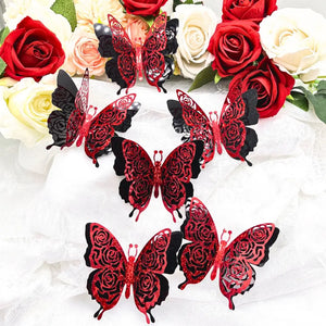 3D red and black butterfly wall stickers
