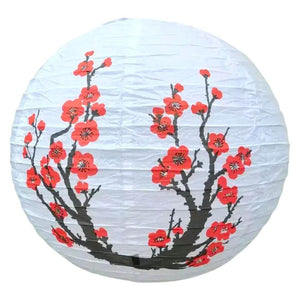 30cm Red Cherry Blossom Chinese Paper White Lantern