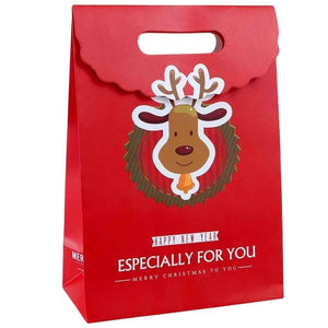 Red Christmas Paper Gift Bag - Reindeer