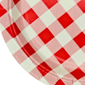 Small dessert and snack red white gingham party plates 20 pack