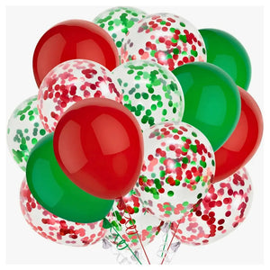 Festive red and green latex balloons for christmas holiday décor