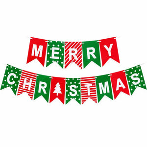 Red Green MERRY CHRISTMAS Paper Banner Bunting