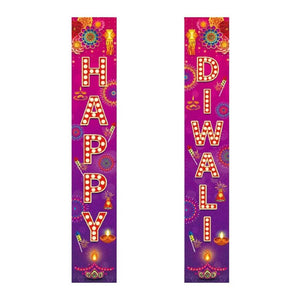 Decorative Couplets with 'Happy Diwali' text on a purple background