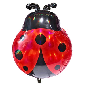 Red and black ladybug foil balloon with spotted wings