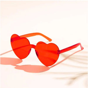 Red Love Heart Rimless Party Sunglasses