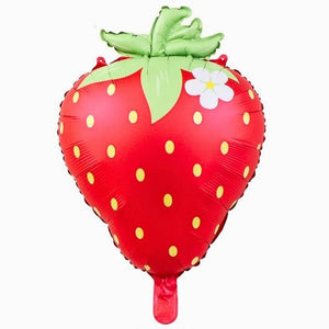 Red Strawberry w/ White Flower Foil Balloon
