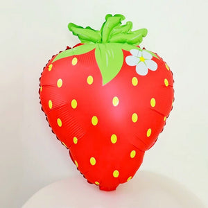 Red Strawberry w/ White Flower Foil Balloon