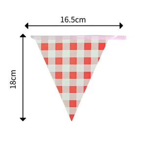 3.5 metre red white gingham paper party bunting